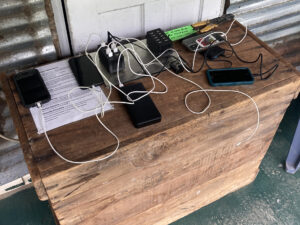 Charging station on front porch